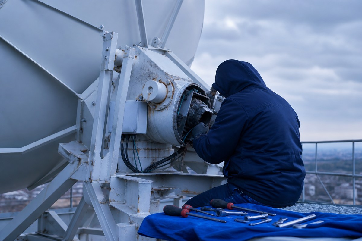 Manutenzione del gruppo di movimentazione di un'antenna